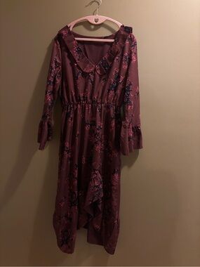 ⭐️⭐️Women's Floral Ruffle Midi Dress - Dusty Mauve
